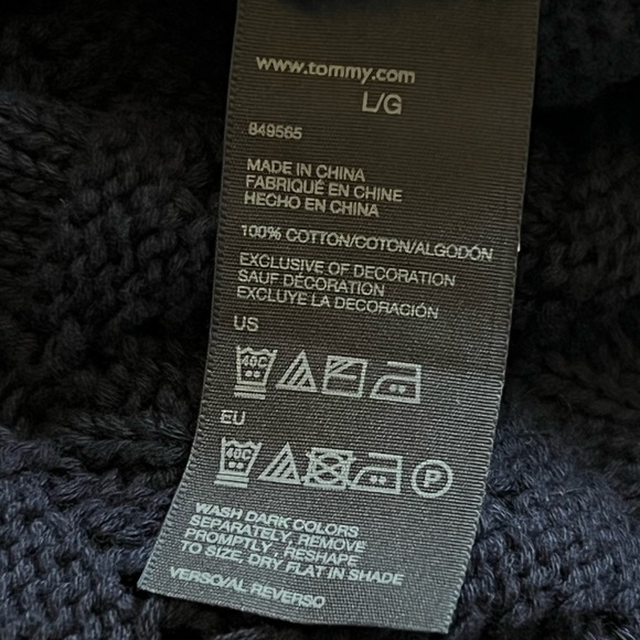 NWT Tommy Hilfiger Classic Navy Open Knit Sweater - Size L - Picture 8 of 9